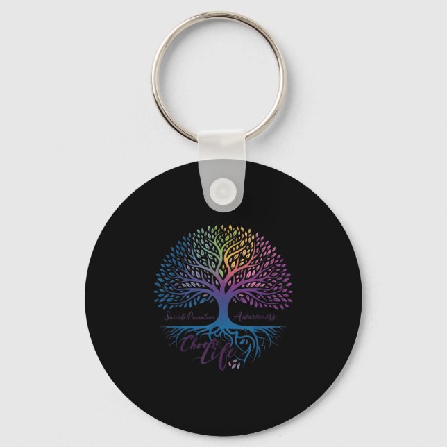 Tree Of Life Choose Life Suicide Prevention Awaren Key Ring (Front)