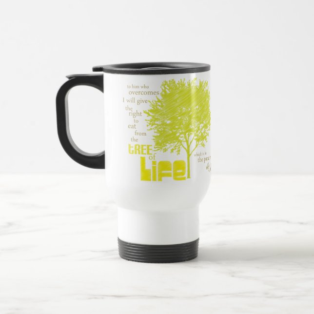 Tree of Life Christian Scripture travel mug (Left)