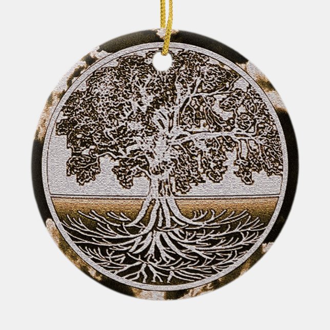 Tree of Life Circle of Life in Brown Ceramic Tree Decoration (Front)