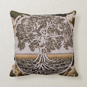 Tree of Life Circle of Life in Brown Cushion