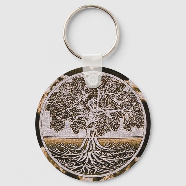 Tree of Life Circle of Life in Brown Key Ring (Front)