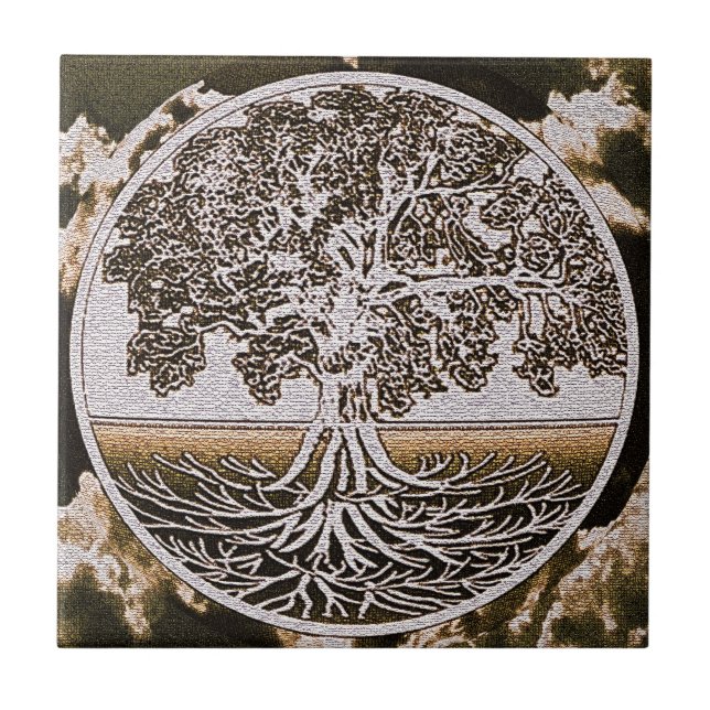 Tree of Life Circle of Life in Brown Tile (Front)