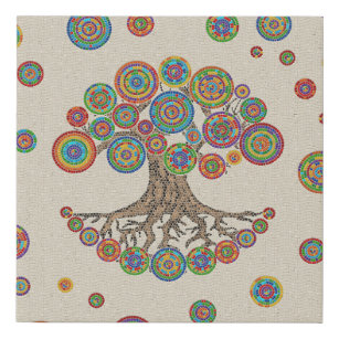Tree Of life -Colorful Mosaic Faux Canvas Print