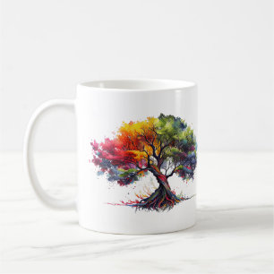 Tree of life colourful watercolors coffee mug