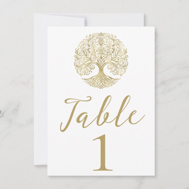 Tree of Life Cream & Gold Celtic Roots Wedding  Invitation (Front)