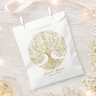 Tree of Life Cream & Gold Celtic Wedding Favour Bags