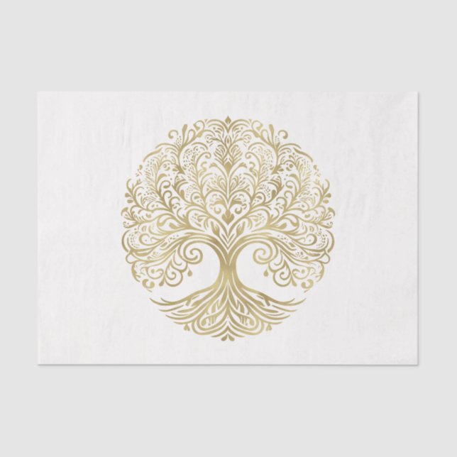 Tree of Life Cream & Gold Celtic Wedding Tissue Paper (Front)