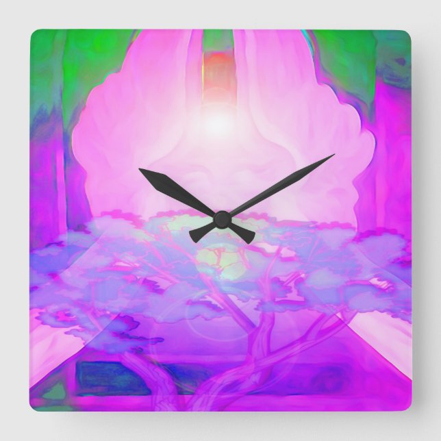 Tree of Life Creativity Square Wall Clock (Front)