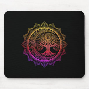 Tree Of Life Cresent Moon Phases Floral Mandala Yo Mouse Mat