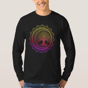 Tree Of Life Cresent Moon Phases Floral Mandala Yo T-Shirt