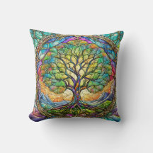 Tree of life cushion colorful graphic art .4 