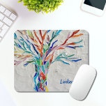 Tree of Life Custom Mouse Mat<br><div class="desc">This mouse pad is decorated with a mosaic tree of life in the colours of the rainbow. Easily customisable with your name or monogram. Use the Customise Further option to change the text size, style or colour if you wish. Because we create our own artwork you won't find this exact...</div>