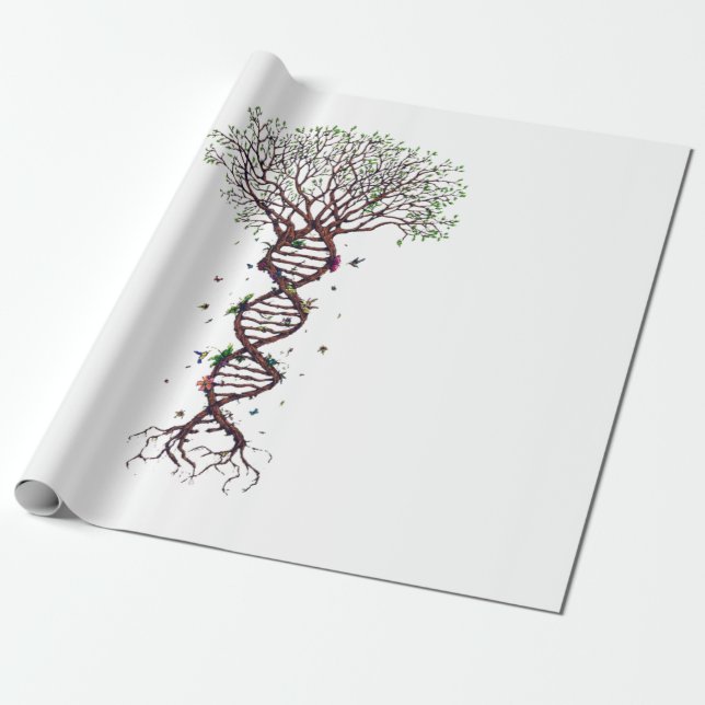 Tree of Life DNA Genetics Biology Environment Wrapping Paper (Unrolled)