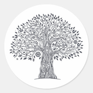 Tree Of Life Doodle Classic Round Sticker