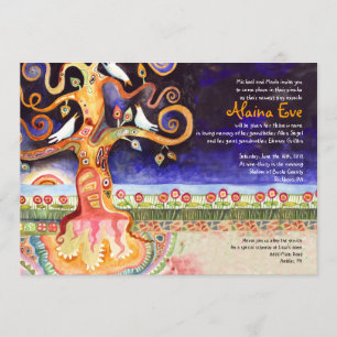 Tree of Life Doves Baby Naming Invitation