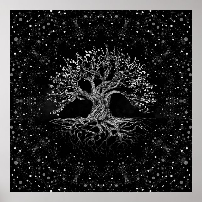 Tree of Life Drawing Black and White Poster (Front)