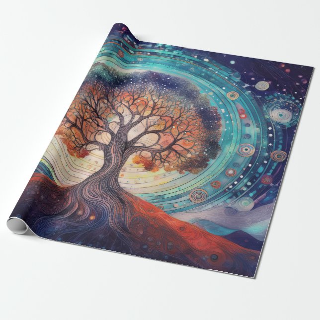Tree of Life, Ethereal Love Meets Nature Wrapping Paper (Unrolled)
