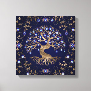 Tree of Life Evil Eye Ornament Canvas Print