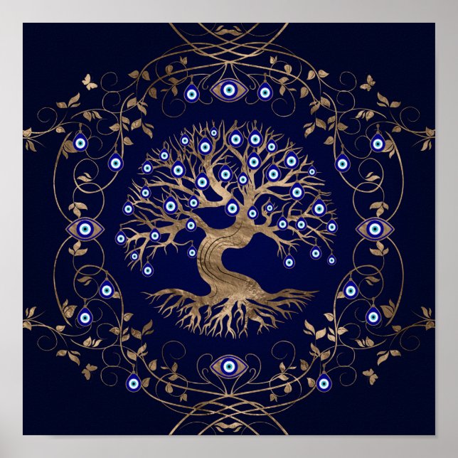 Tree of Life Evil Eye Ornament Poster (Front)