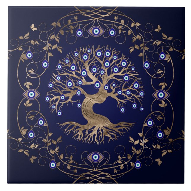 Tree of Life Evil Eye Ornament Tile (Front)