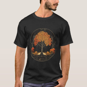 Tree Of Life Fall Vibes Autumn Boho Sacred Geometr T-Shirt