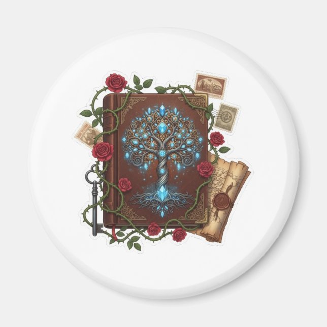 Tree of Life Fantasy Spell Book design Magnet (Front)