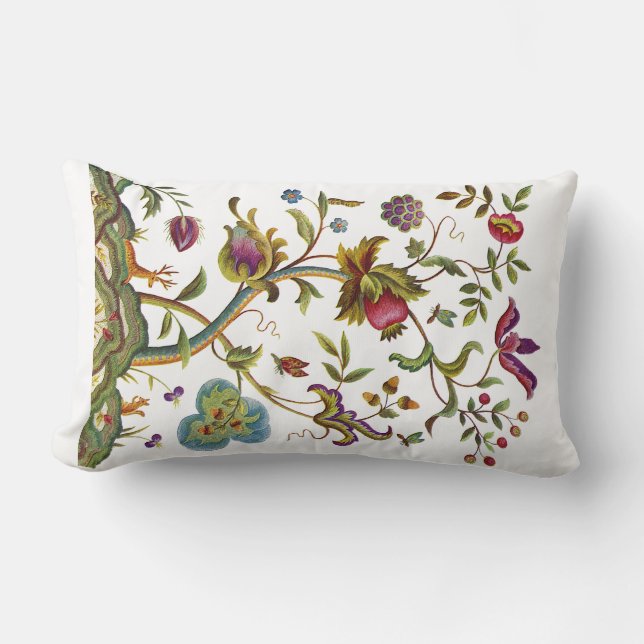 Tree of Life Faux Jacobean Embroidery Pillow (Front)