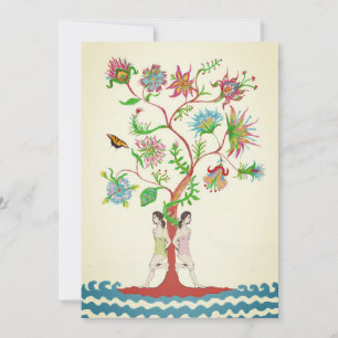 Tree of life. Flora and fauna Invitation