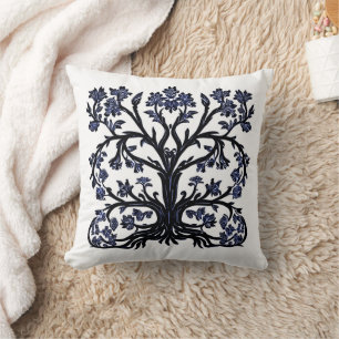 Tree of Life Floral #2 Cobalt Blue and White Cushion