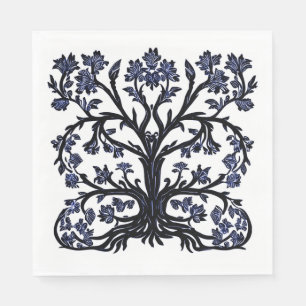 Tree of Life Floral #2 Cobalt Blue and White Napkin