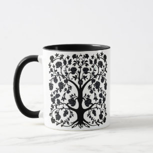 Tree of Life Floral #5 Black and White  Mug