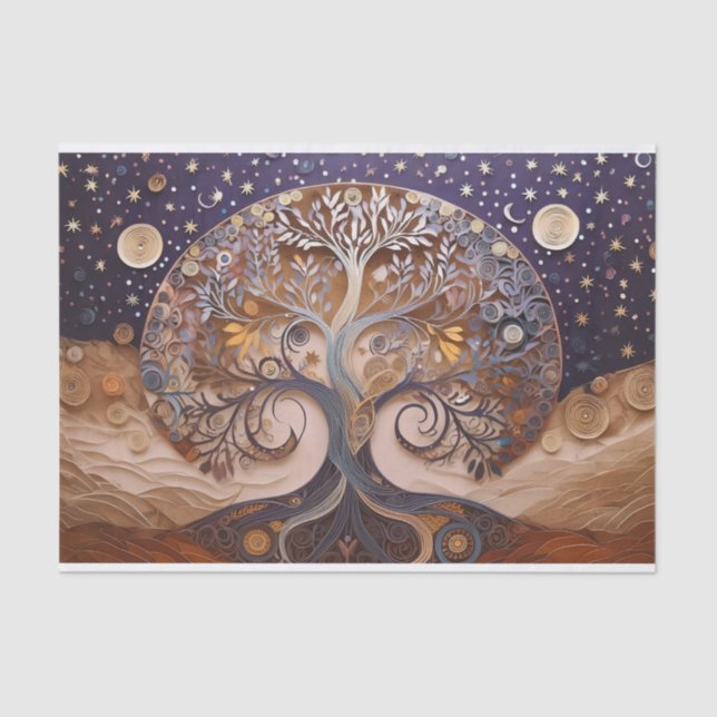 Tree of Life, Fusion of Universe & Nature  Tissue Paper (Front)
