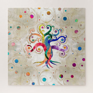 Tree of Life - Gemstone Mineral Rainbow Swirl Jigsaw Puzzle
