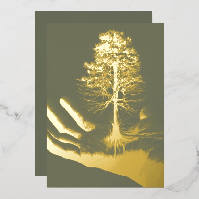 Tree of Life Gold Foil Holiday Card (Front/Back)