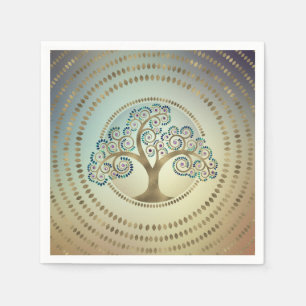 Tree of life Golden Spiral and Marble Napkin