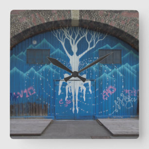 Tree Of Life Graffiti Square Wall Clock