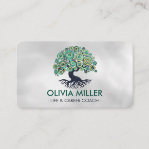 Tree of life - Green Mosaic Circles Business Card