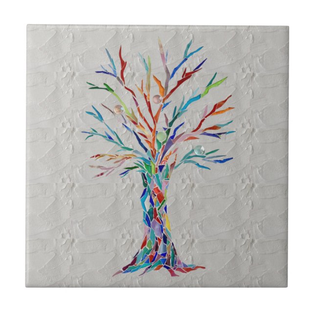 Tree of Life Grey Ceramic Tile (Front)