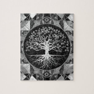 Tree of life - Grey scale Gemstone Jigsaw Puzzle