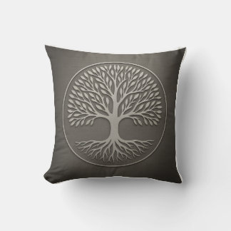 Tree of Life Grey Throw Pillow  Sacred Geometry