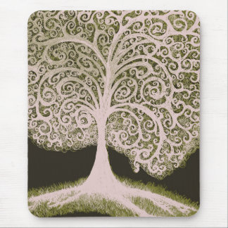 Tree of Life , grn&wht Mouse Mat