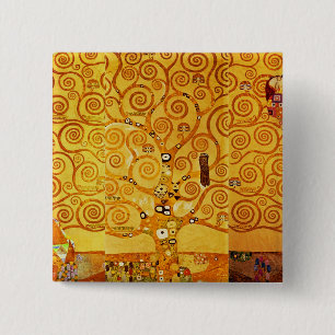 Tree of Life Gustav Klimt Nouveau 15 Cm Square Badge