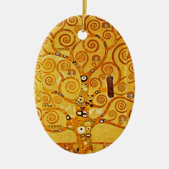 Tree of Life Gustav Klimt Nouveau Ceramic Tree Decoration (Front)