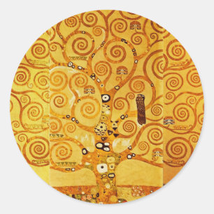 Tree of Life Gustav Klimt Nouveau Classic Round Sticker