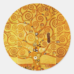Tree of Life Gustav Klimt Nouveau Classic Round Sticker