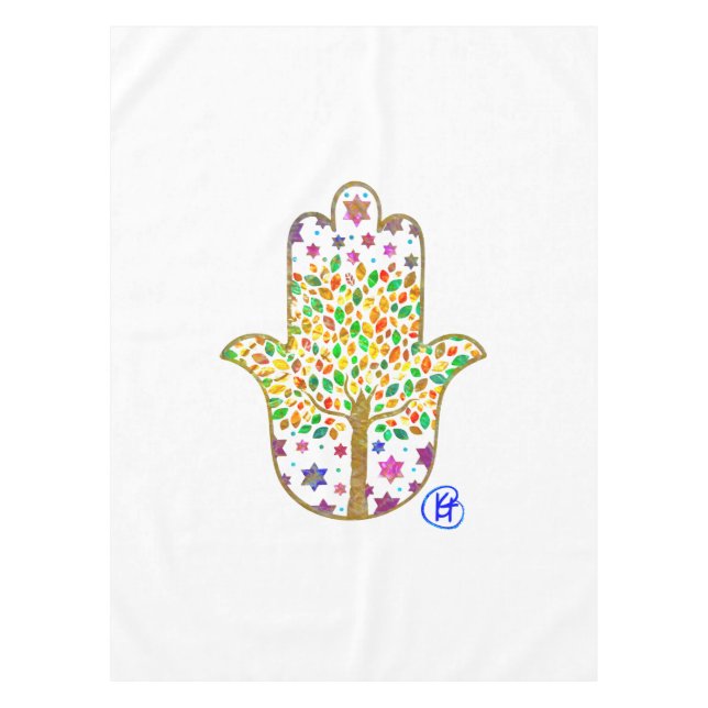 Tree of Life Hamsa Tablecloth  (Front)