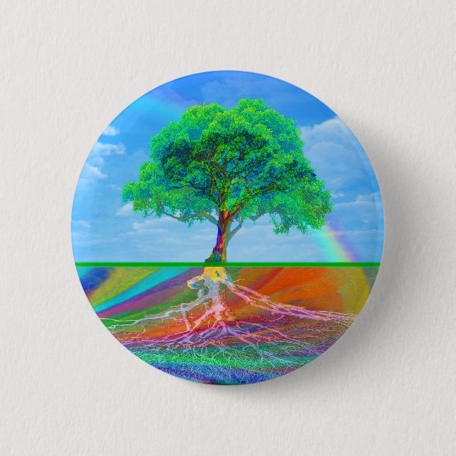 Tree of Life Happiness 6 Cm Round Badge (Front)