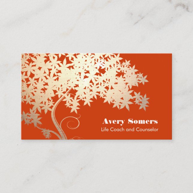 Tree of Life Health and Wellness Orange Nature Business Card (Front)