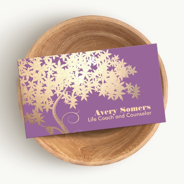 Tree of Life Health and Wellness Purple Business Card (Creator Uploaded)