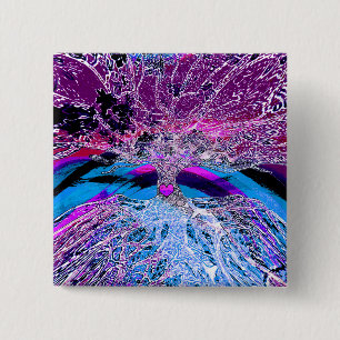 Tree of Life Hear in Purple and Blue w/ Rainbow 15 Cm Square Badge
